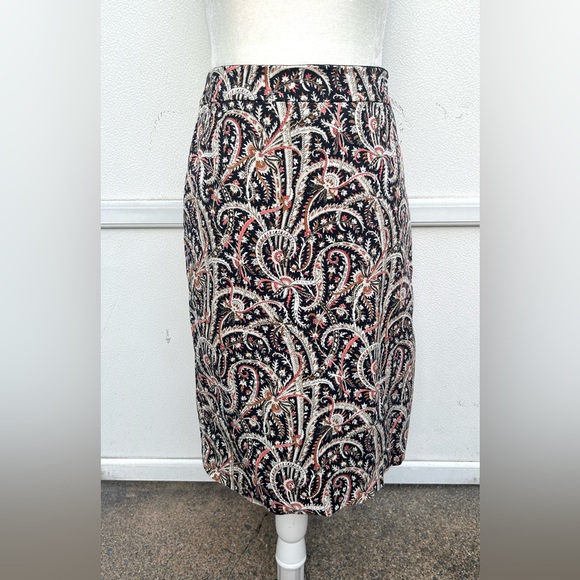 J. CREW Pencil Skirt Sz 6 Feather Paisley Print Navy Blue Multi No. 2 Office - Picture 4 of 13